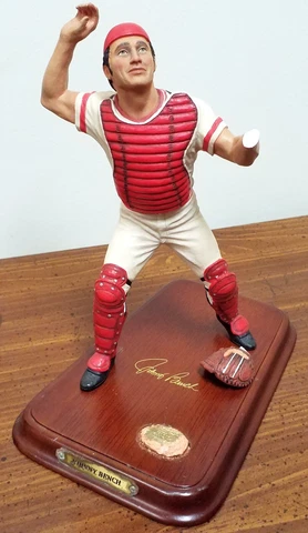 DANBURY MINT ~ JOHNNY BENCH ~ Cincinnati Reds Baseball RARE Figure & Plaque Cover