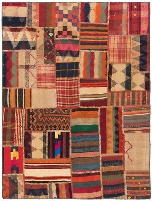 Kelim Patchwork Handgewebter 211x157 cm-Perserteppich,Rug,Orient,kilim,Carpet - Bild 1 von 4