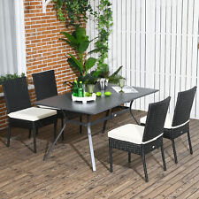 Outsunny Outdoor Dining Chairs w/ Cushion, Patio Wicker Dining Chair