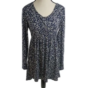 Soma Lounge Top grau Animal Print Tunika Empire Taille Langarm Stretch Gr. S - Bild 1 von 7