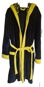Batman DC Comics Dressing Gown hooded Bathrobe Black Yellow Adult Men's size M - Picture 1 of 8