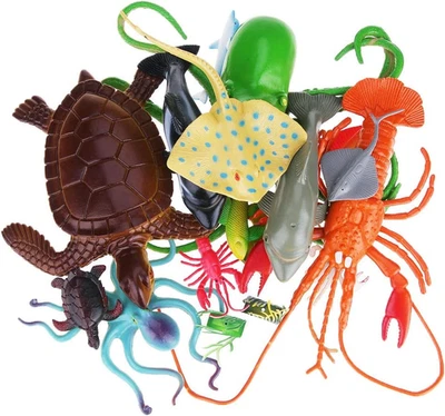 Large Sea Animal Figures Toys 18PCS Plastic Sea Creatures for Bath Ocean Animals - Image 1 of 4