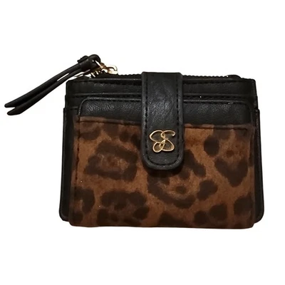 Jessica Simpson Leopard Trim Card Holder Wallet Zip Pouch Wristlet - Image 1 of 4