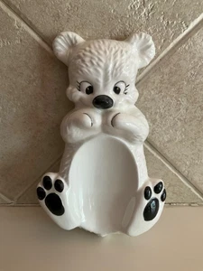 Vintage White Bear Laying On Back Ceramic Spoon Rest - 7 x 4.5" - Picture 1 of 6
