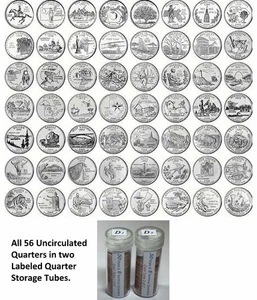 1999-2009 State/Territories Uncirculated 56-quarters set; US Mint & Bank Rolls - Bild 1 von 4