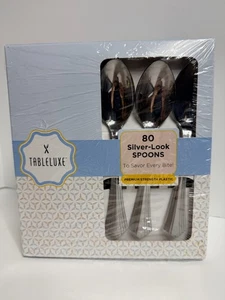 Tableluxe - 80 pc silver-look plastic spoons (4 box set - 320 spoons) - Picture 1 of 8