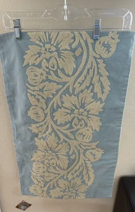 Pottery Barn Blue with Embroidered Cream Floral Lumbar Pillow Cover 16" x 26" - Picture 1 of 7