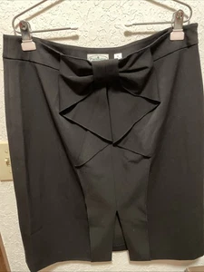 Patchington edles Kleid SCHWARZ Rock gerade Größe 16 Schleife an Taille & Frontschlitz - Bild 1 von 12