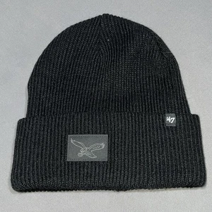 ‘47 Philadelphia Eagles Cuffed Knitted Hat OSFM Black Out Soaring Eagle-4971 - Picture 1 of 8