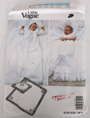 Little Vogue Christening Gown Dress Pattern 2878 Bonnet Coat Pillow Blanket Vtg - Image 1 of 3