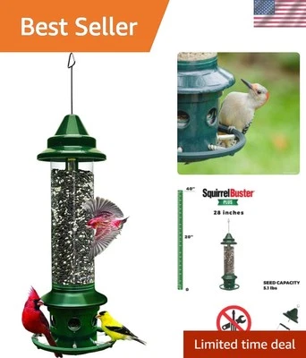 Alimentador para pájaros Brome Squirrel Buster Plus: capacidad de semilla de 5,1 lb y peso ajustable Foto 1 de 4