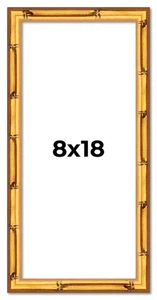 8x18 Frame Gold Bamboo Picture Frame Modern Photo Frame UV Acrylic, Acid Free - Picture 1 of 10
