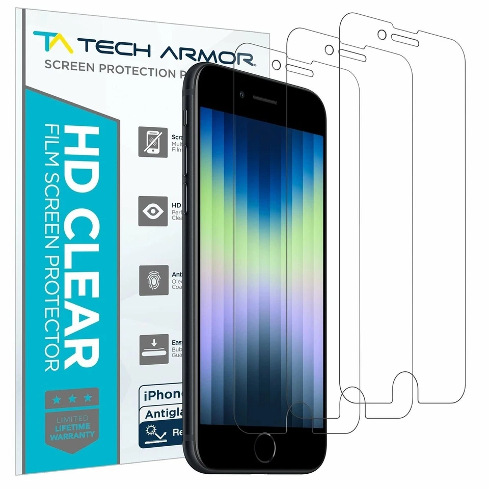 Tech Armor Matte / Anti-Glare Film Screen Protector for iPhone SE 3 (2022) 3 Pck - Image 1 of 4