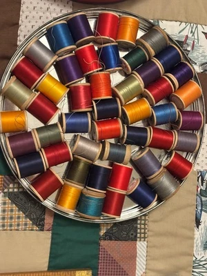 59 Vintage~WOOD SPOOL THREAD+ Tin~(+more)~Silk+Cotton~LISTERS+STAR+RMC+COATS++++ - Image 1 of 4