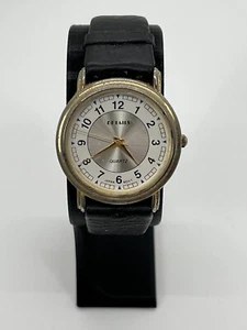 Details Women's Watch, DTL405 Leather Band Gold Tone Bezel New Battery (A4) - Picture 1 of 9