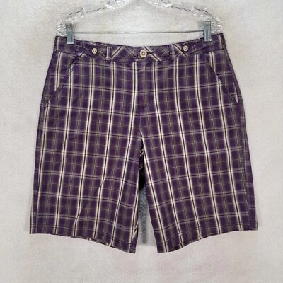 Bermudas de tiro alto a cuadros púrpura de algodón talla 10 Y2K Faded Glory para mujer Foto 1 de 4