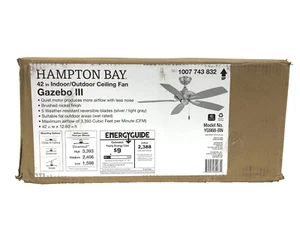 Hampton Bay Gazebo III 42 in. Indoor/Outdoor Brushed Nickel Ceiling Fan New - Picture 1 of 3