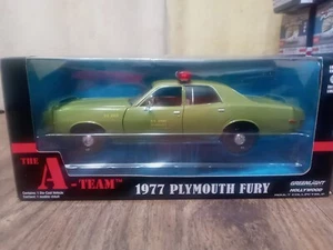 Greenlight 1:24 The A-Team 1977 Plymouth Fury U.S. Army Police Green 84103 Model - Picture 1 of 4