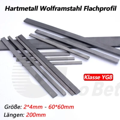 Hartmetall Carbide Stahl Flachstange Vierkant Flachprofil Flachstab 200mm Länge - Bild 1 von 4
