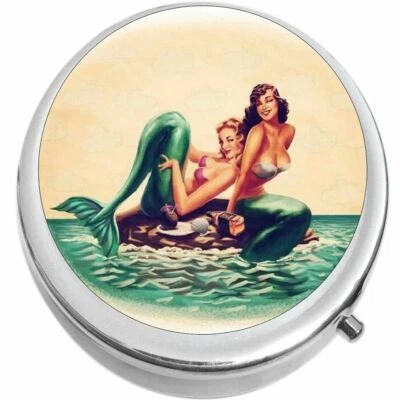 Vintage Mermaids  Medicine Vitamin Pill Box - Image 1 of 4