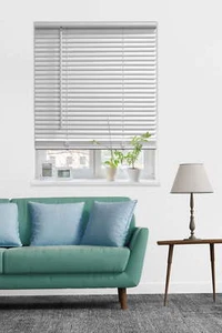 1" Cordless Vinyl Room Darkening Horizontal Mini Blinds, White, 31"W x 48"L - Picture 1 of 8