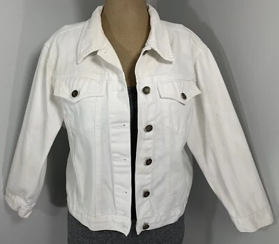 Newport News Jeanology белый джинсовой ткани куртка женщин размер 10 подержанные - Изображение 1 из 4