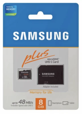Samsung MB-MP8GB/AM Plus 8Gb Class 4 MICRO SDHC Uhs-I Flash Memory Card, NIP - Image 1 of 2