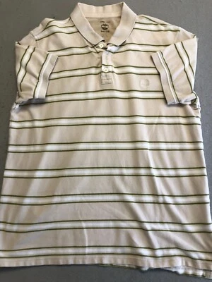 Timberland Polo Shirt Men's Extra Large Green Stripe Logo Knit Collared - Image 1 of 4