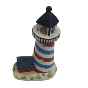 Yankee Candle Ceramica Faro Portacandele Patriottico Rosso Bianco Blu Costa - Foto 1 di 5