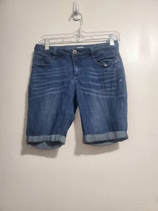 Mudd Girls Med Washed Cuffed Denim Blue Jean Shorts Size 14 - Picture 1 of 4