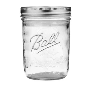 Ball Pint Canning Mason Jar Wide Mouth Lid & Band Clear 16Oz Single Jar