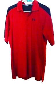 Under Armour Heat Gear ~ Loose Red / Black Short Sleeve Polo Shirt golf~Men's XL - Picture 1 of 5