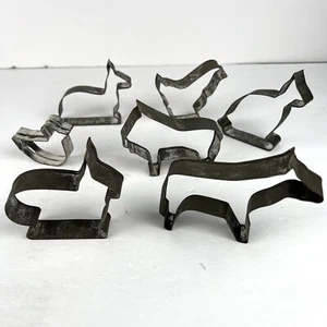Vintage Cookie Cutter Set of 7 Farm Animals Chicken Duck Bull - Picture 1 of 8