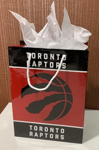 Toronto Raptors Official NBA 13 X 10 Inch Glossy Gift Bag W/ White Gift Paper! Cover