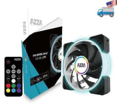 AZZA Hurricane RGB LED Gaming PC Case Cooling Fan 120mm with RF Remote Control - Image 1 of 4