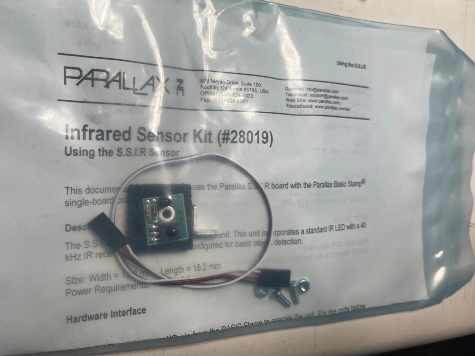Parallax Infrared Sensor Kit (#28019) OPEN BOX PACKAGING - STILL BRAND NEW - Image 1 of 1