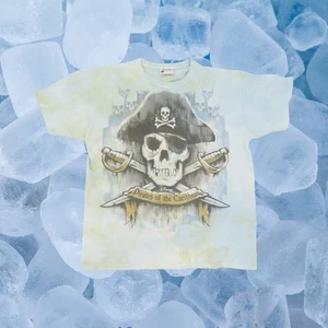VTG Disney Pirates Of The Caribbean T Shirt Mens L Green Tie Dye Movie Skeleton - Picture 1 of 6