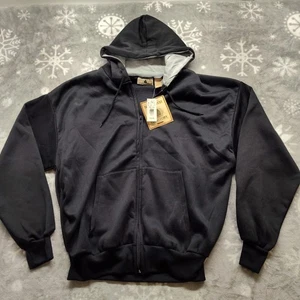 Nos Vtg Black Full Zip Sweatshirt Jacket New With Tags Adult Men's Large  - Picture 1 of 9