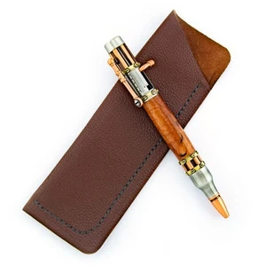 Steampunk Gatling Gun Bolt Action Ballpoint Pen Red Mallee Burl Wood Barrel - Picture 1 of 10