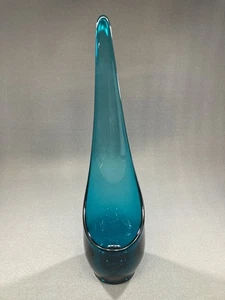 Vintage Viking Glass Blue Taper Glow Stretch or Swung Candle Holder 16" H - Picture 1 of 7