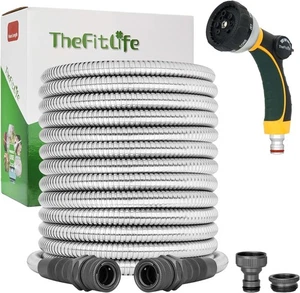 TheFitLife Metall Gartenschlauch Rohr - Flexibler Edelstahl Wasserschlauch 100ft - Bild 1 von 7