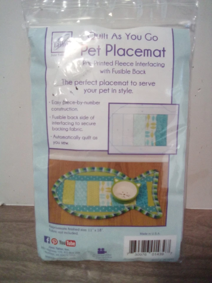 June Tailor Quilt As You Go Pet Placemat-Cat 11"X18" Batting Pattern - Image 1 of 1