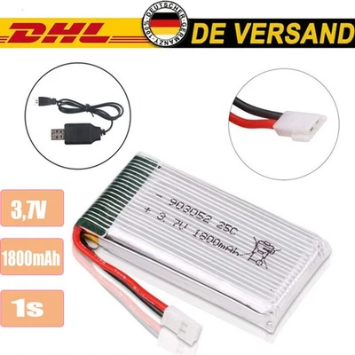 3,7 V 1800mah Lipo Akku 25C XH2.54 Stecker mit USB Ladegerät für RC Drohne DHL - Bild 1 von 4