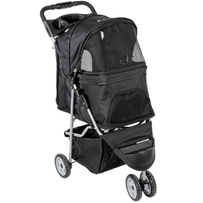 VIVO Black 3 Wheel Pet Stroller / Cat & Dog Foldable Carrier Strolling Cart - Image 1 of 4