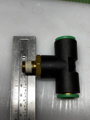 Para 1/2” OD Tubería Empuje para Conectar Union Tee a 1/4” NPT Nylon Latón Aire Agua Foto 1 de 3