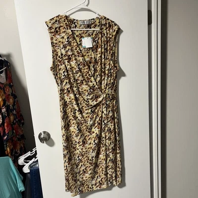 Kasper Daffodil/Vanilla Ice Melt Sleeveless Sheath Mid Length Dress Sz 16 NWT - Image 1 of 4