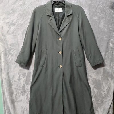Vintage Jones New York Long Trench Over Coat 6P Emerald Green Classic Y2K 90 EUC - Image 1 of 4