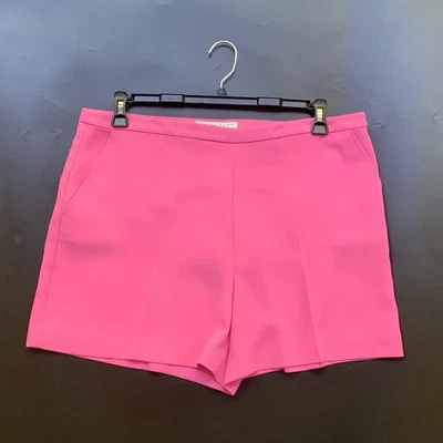 Pantalones Cortos Trina Turk Talla 14 Rosa Crepé Cremallera Lateral Bolsillos Frontales Planos Barbiecore Foto 1 de 4