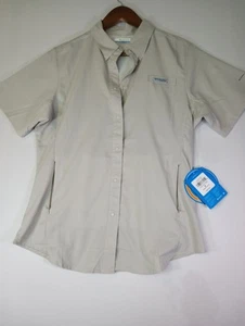 Columbia PFG Hemd Gr. Medium beige einfarbig Kurzarm belüftet UPF 40 NEU - Bild 1 von 14