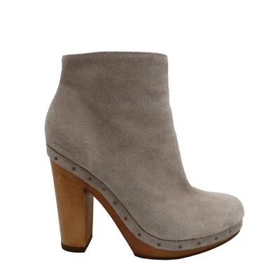 JOIE Women's Taupe Suede Dewitt Platform Clog Booties Size 37.5 US 7.5 - Image 1 of 4